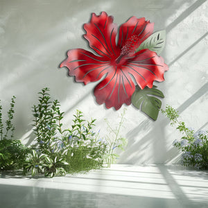 Hibiscus Flower Metal Wall Art – UV Printed Aluminum Tropical Decor Coastal Indoor Outdoor