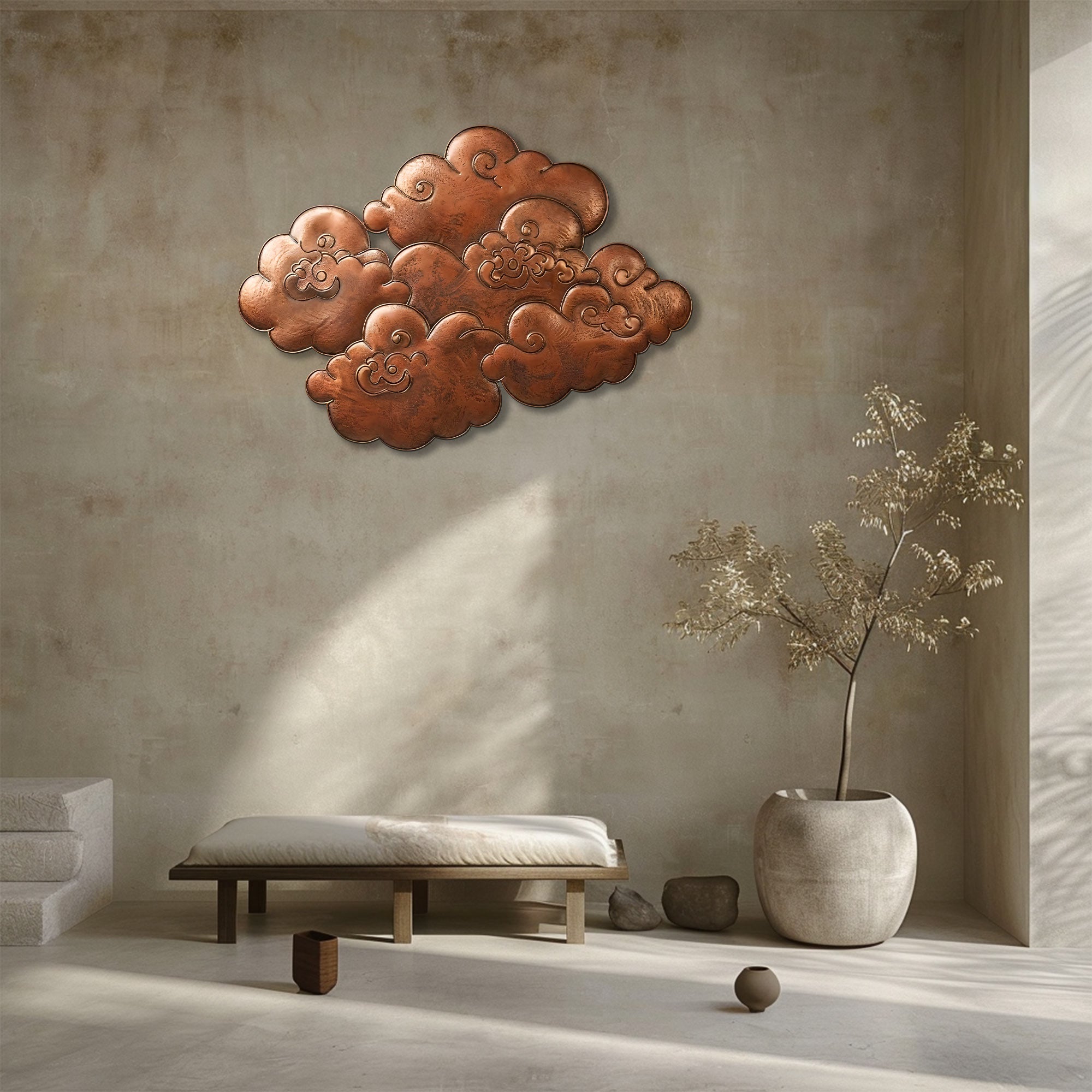 Copper Cloud Zen Design Metal Wall Art Asian Home Decor Gift