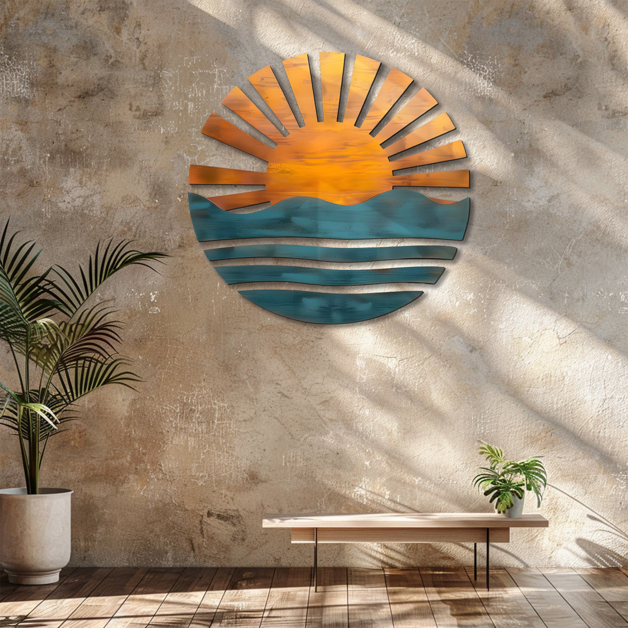 Sunrise Ocean Metal Wall Art – UV Printed Aluminum Coastal Decor Beach Indoor Outdoor