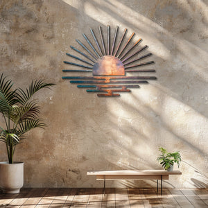 Sunset Metal Wall Art – UV Printed Aluminum Coastal Decor Indoor Outdoor