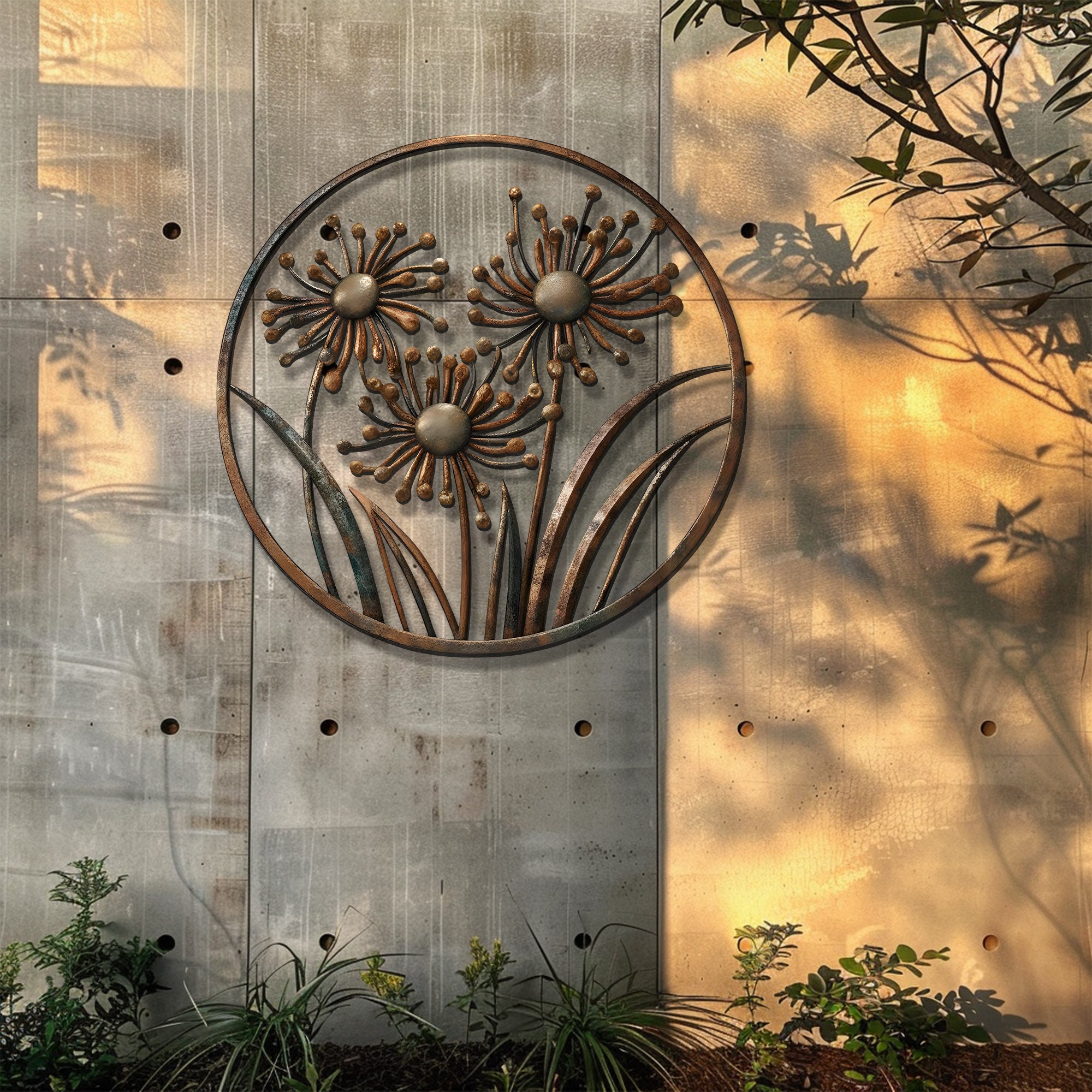 Minimal Metal Flower Wall Art – Modern Floral Decor Wall Art Indoor Outdoor