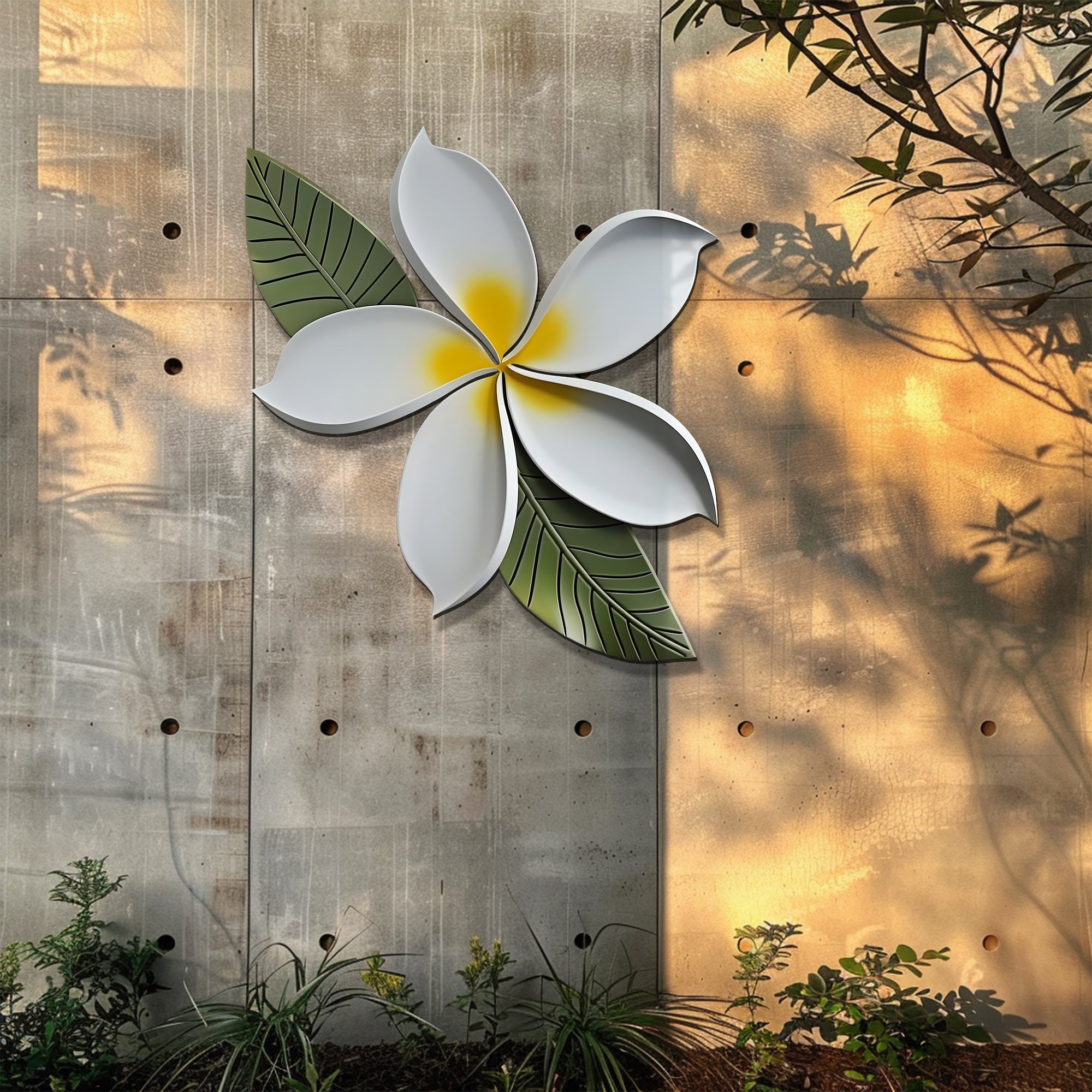 Plumeria Flower Wall Art – Tropical Minimal Metal Decor