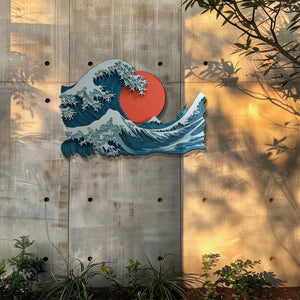 Japanese Wave Wall Art – Zen Ocean Metal Decor