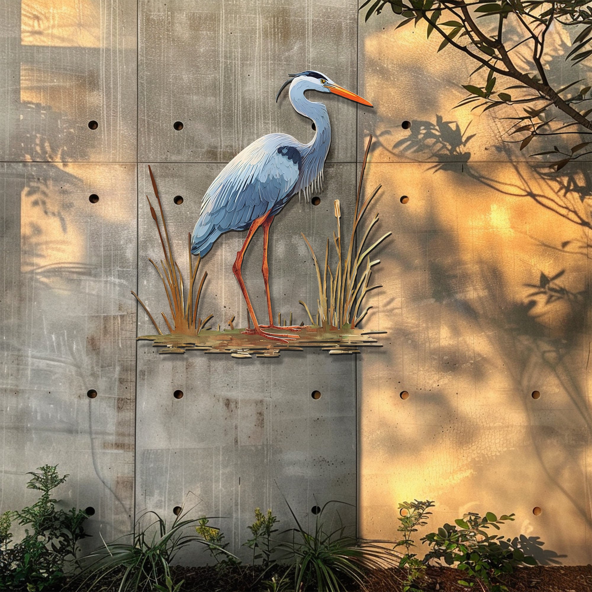 Heron Wall Art – Nature-Inspired Bird Metal Decor