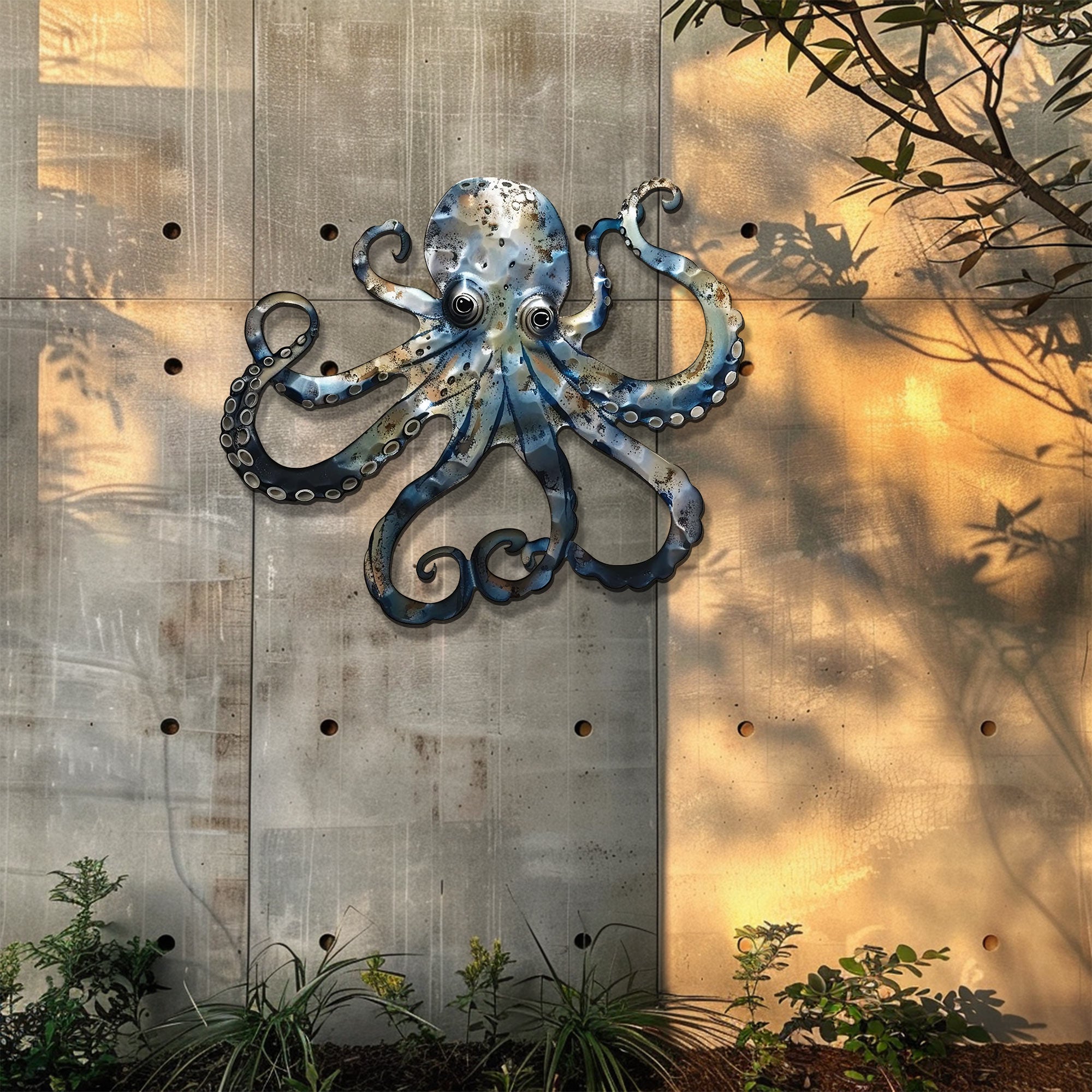 Octopus Kraken Metal Wall Art – UV Printed Nautical Decor Ocean Indoor Outdoor