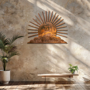 Sunburst Metal Wall Art – UV Printed Aluminum Decor for Indoor &amp; Outdoor