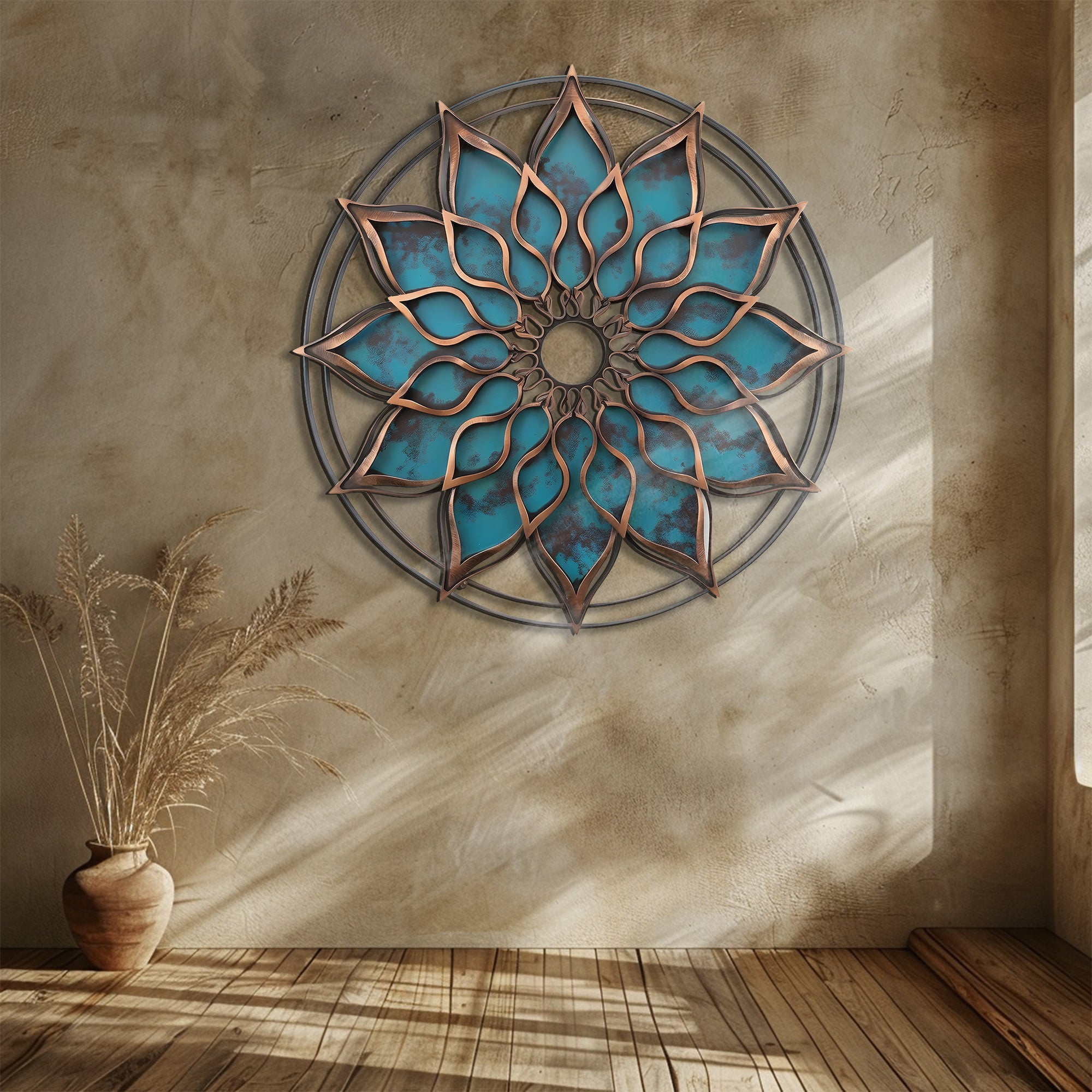 Mandala Sun Metal Wall Art – UV Printed Aluminum Boho Decor Funky Indoor Outdoor V1