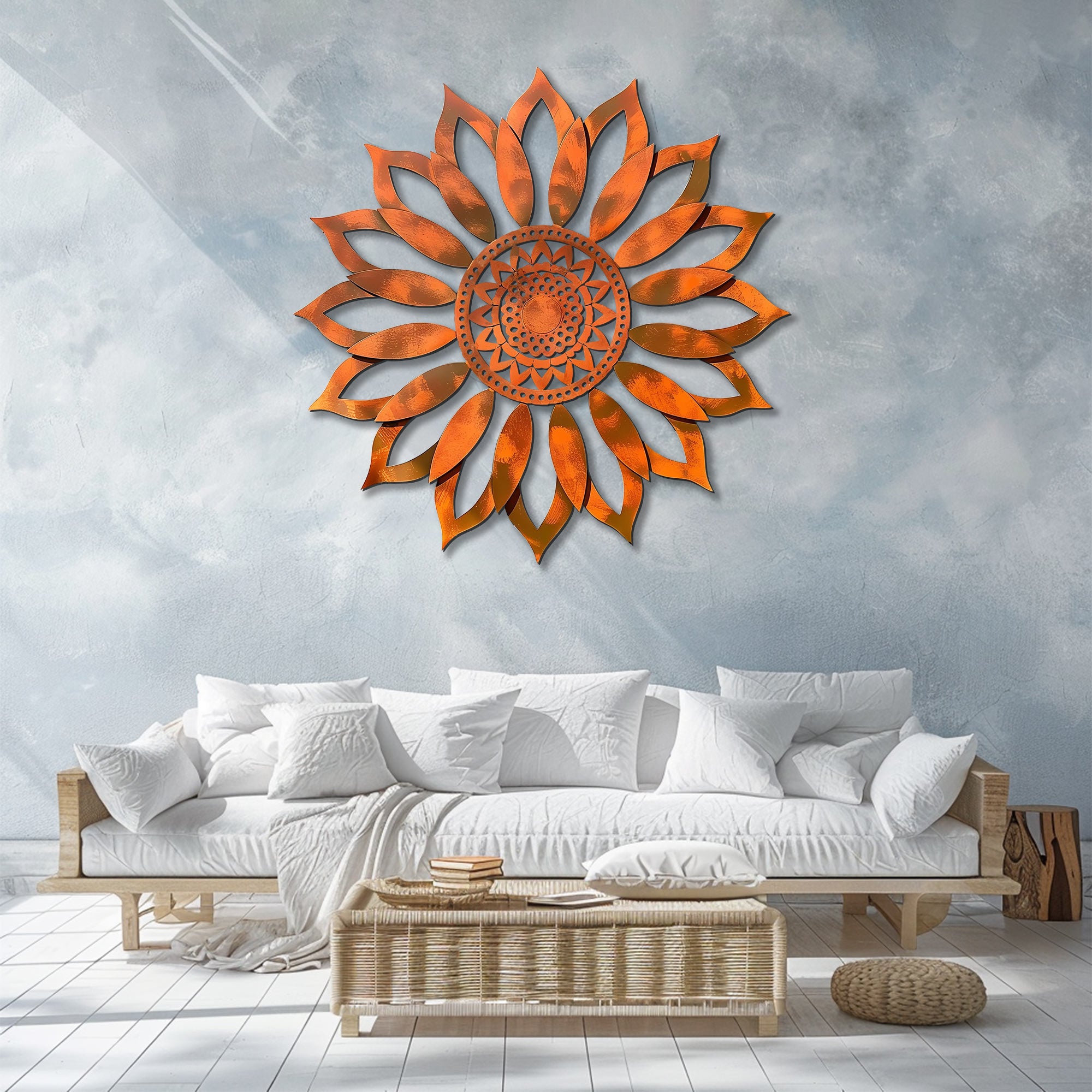 Sunflower Sunburst Metal Wall Art – UV Printed Aluminum Decor Rustic Indoor Outdoor