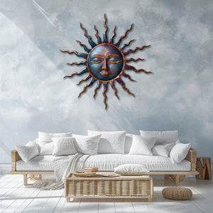 Sunrise Aurora Sunburst Metal Wall Art – UV Printed Decor Coastal Indoor Outdoor