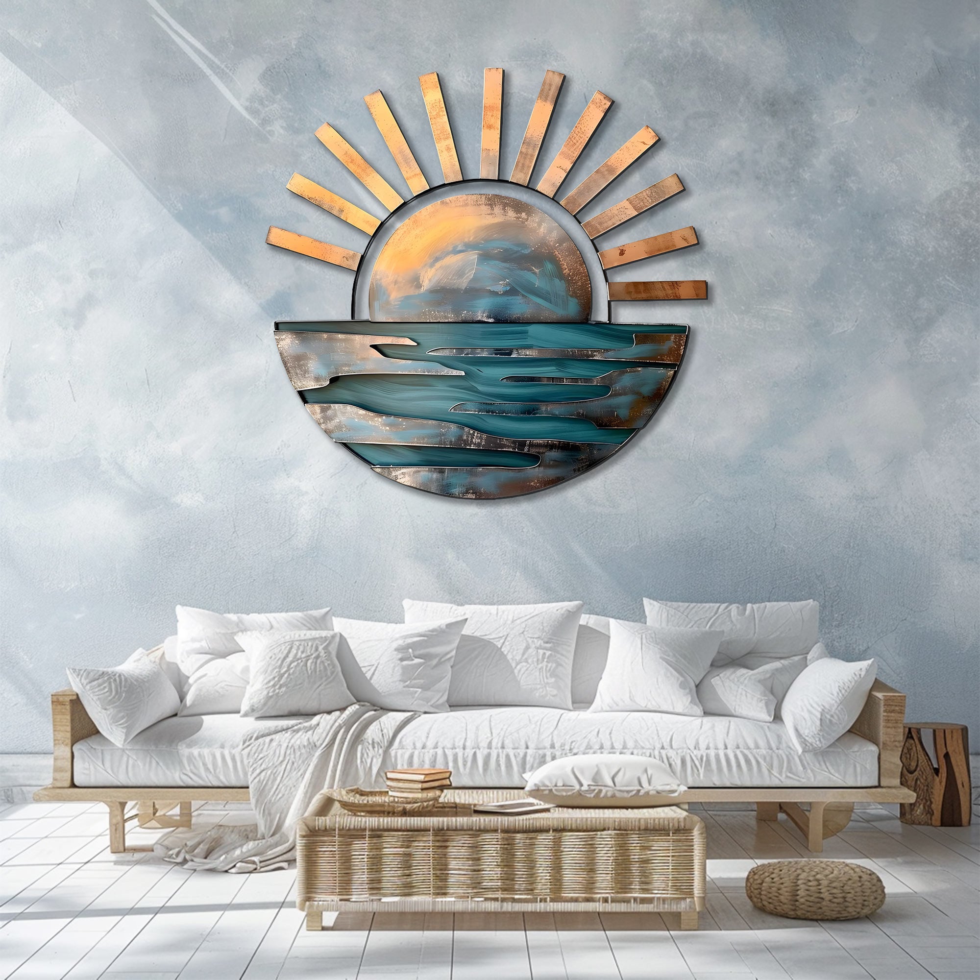 Sunset Ocean Metal Wall Art – UV Printed Aluminum Coastal Decor for Indoor &amp; Outdoor