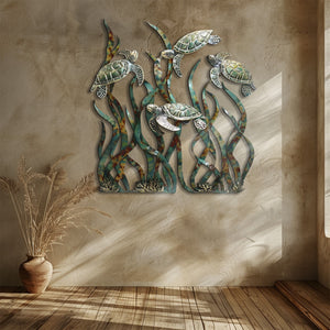 Sea Turtle Metal Wall Art – UV Printed Aluminum Coastal Decor Ocean Indoor Outdoor