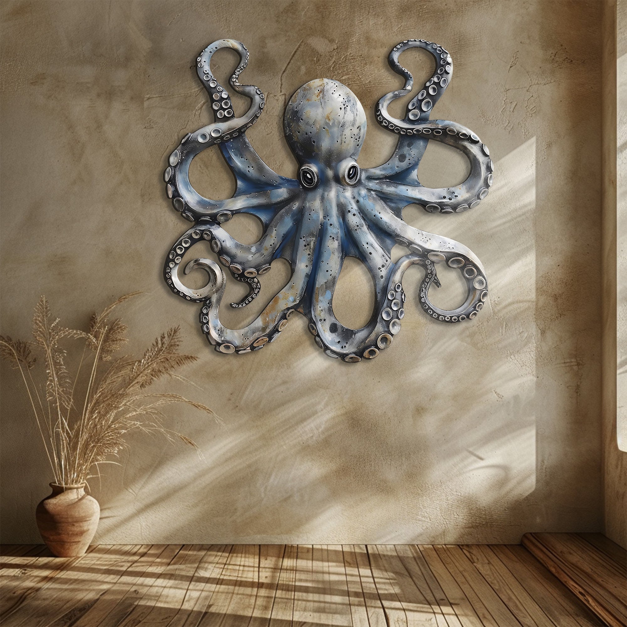 Kraken Octopus Metal Wall Art – UV Printed Aluminum Nautical Decor Ocean Indoor Outdoor