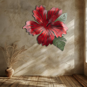 Hibiscus Flower Metal Wall Art – UV Printed Aluminum Tropical Decor Coastal Indoor Outdoor