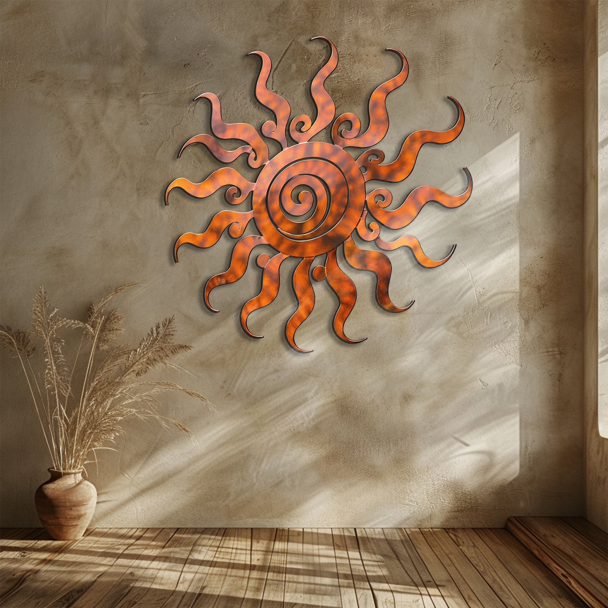 Wacky Sun Metal Wall Art – UV Printed Aluminum Boho Decor Funky Indoor Outdoor