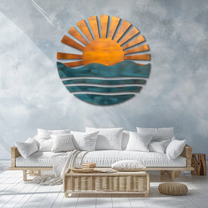 Sunrise Ocean Metal Wall Art – UV Printed Aluminum Coastal Decor Beach Indoor Outdoor