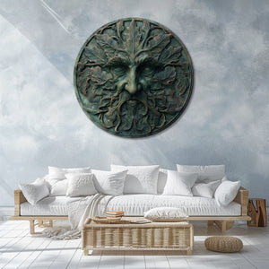Green Man Metal Wall Art – UV Printed Aluminum Forest Spirit Decor Indoor Outdoor