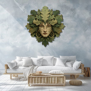 Green Woman Metal Wall Art – UV Printed Aluminum Forest Goddess Nature Decor Indoor Outdoor