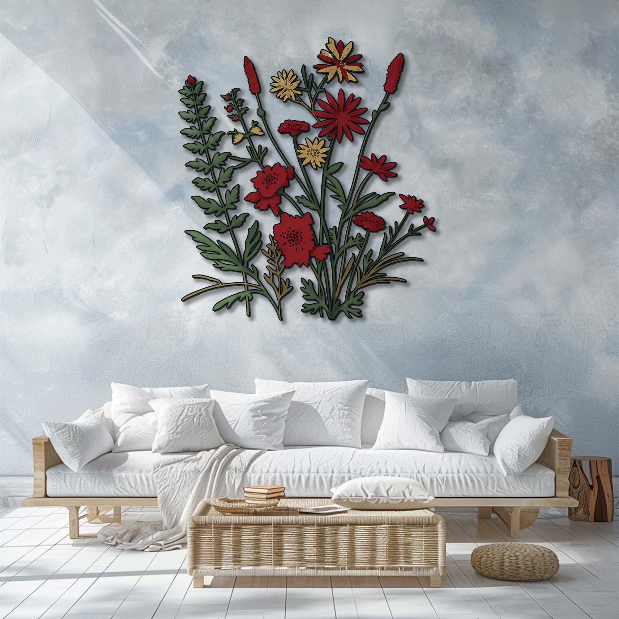 Wildflower Metal Wall Art – UV Printed Aluminum Botanical Floral Decor Indoor Outdoor
