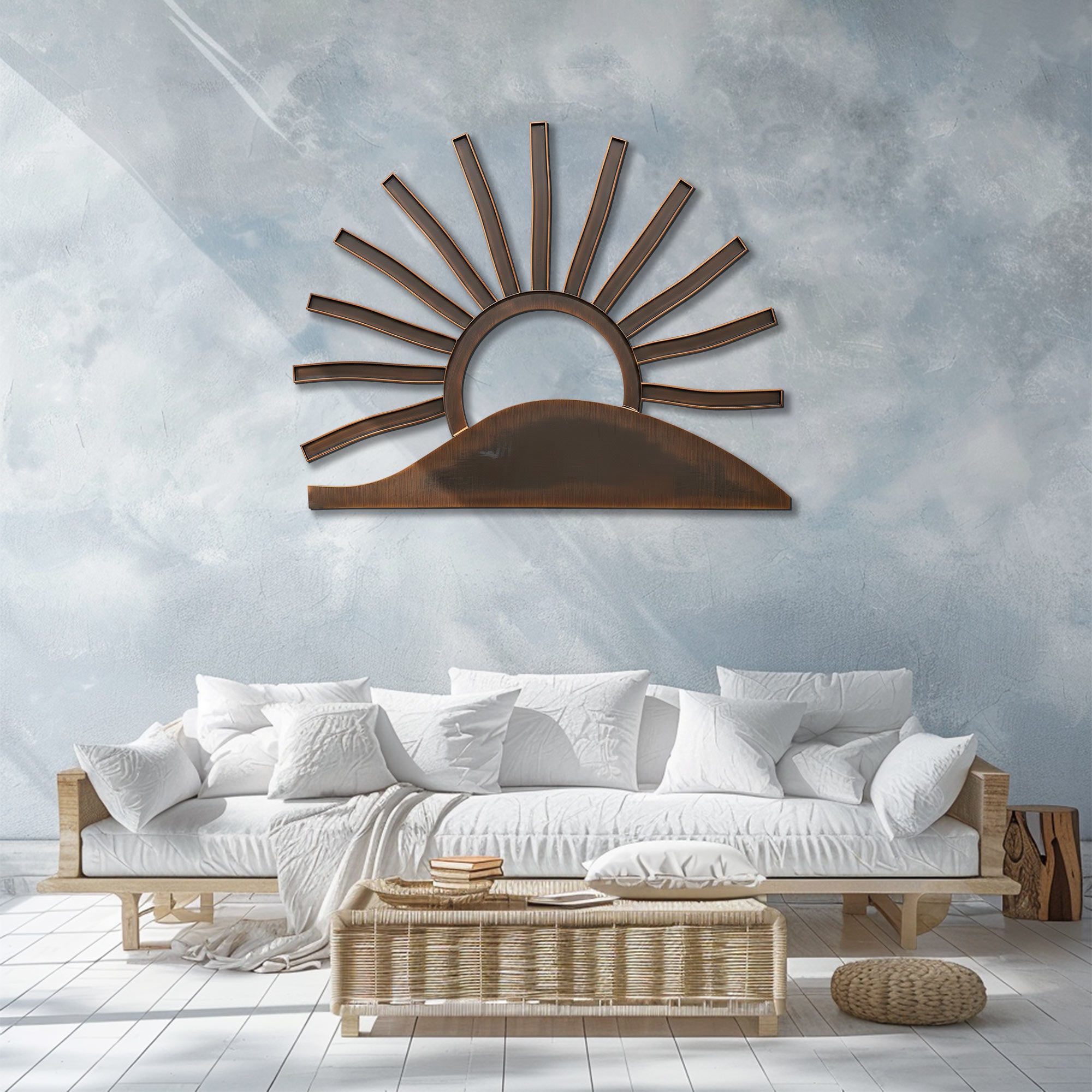 Sun Metal Wall Art – UV Printed Aluminum Decor Custom Coastal Indoor Outdoor