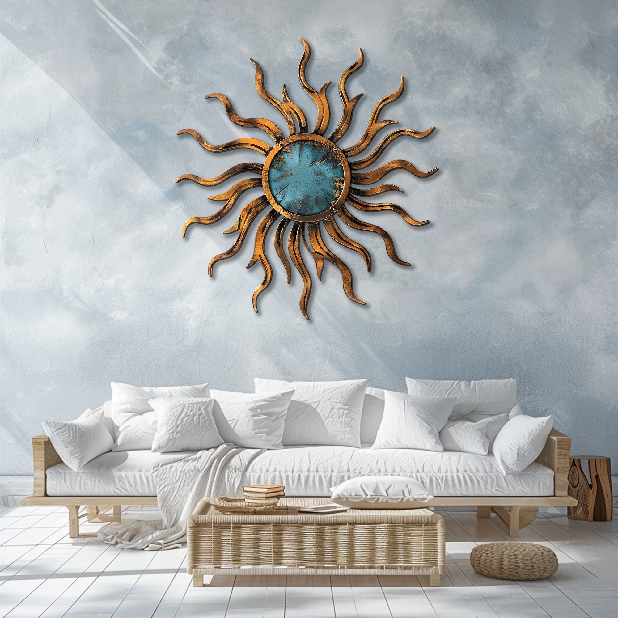 Rustic Sun Metal Wall – UV Printed Aluminum Decor Custom Coastal Indoor Outdoor