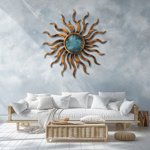 Rustic Sun Metal Wall – UV Printed Aluminum Decor Custom Coastal Indoor Outdoor