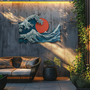 Japanese Wave Wall Art – Zen Ocean Metal Decor
