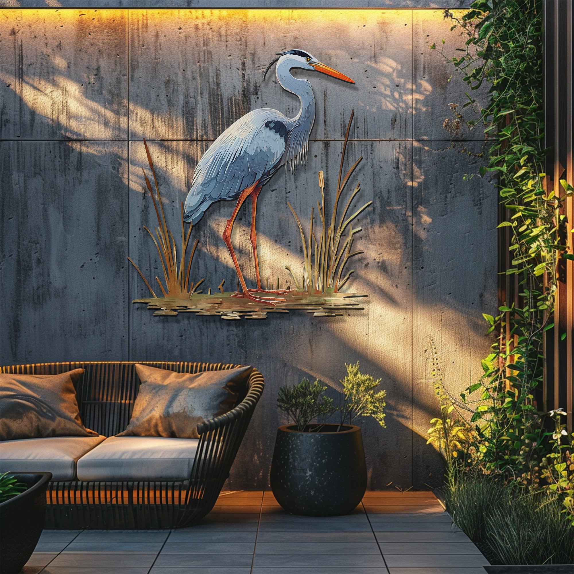 Heron Wall Art – Nature-Inspired Bird Metal Decor