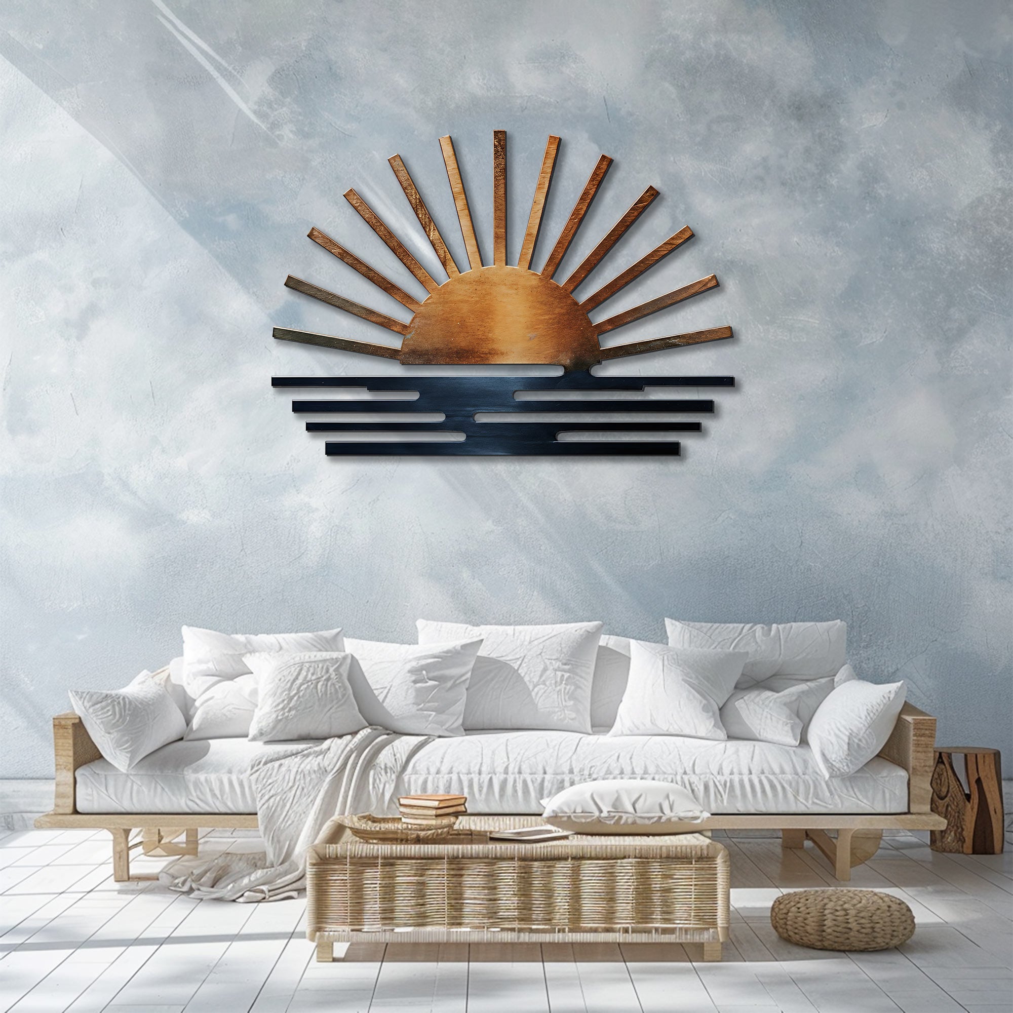 Sunburst Sunrise Sunset Metal Wall – UV Printed Decor Custom Coastal Indoor Outdoor