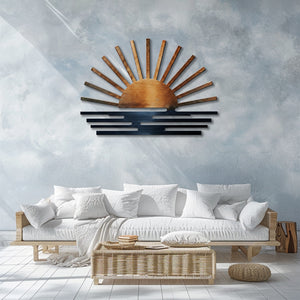 Sunburst Sunrise Sunset Metal Wall – UV Printed Decor Custom Coastal Indoor Outdoor
