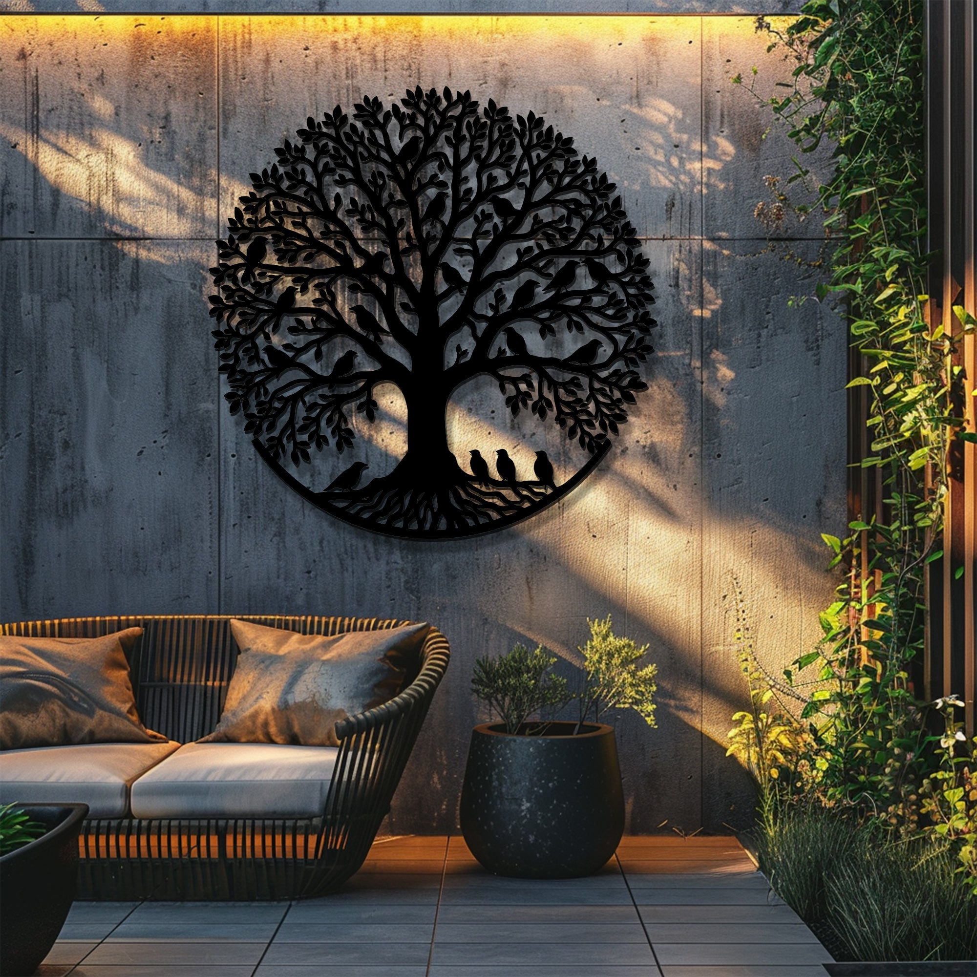 Bird Tree of Life Metal Wall Art – UV Printed Decor Nature Indoor Outdoor