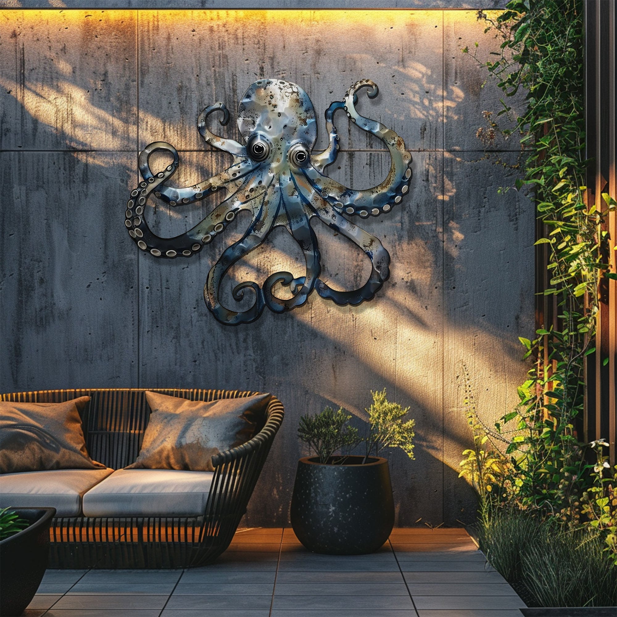 Octopus Kraken Metal Wall Art – UV Printed Nautical Decor Ocean Indoor Outdoor