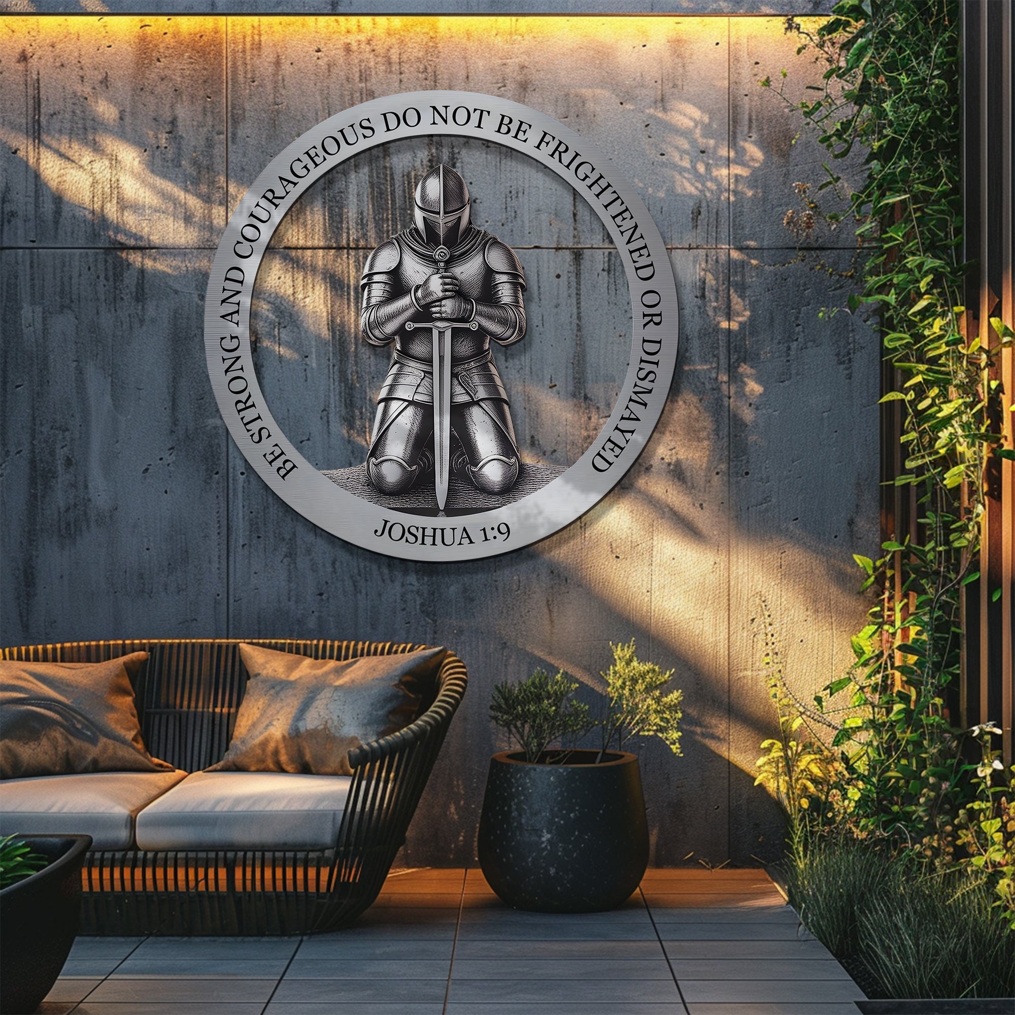 Christian Wall Art – Joshua 1:9 Knight Faith Decor V1