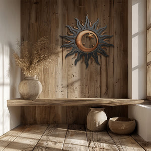 Sun Moon Star Metal Wall Art – UV Printed Aluminum Rustic Decor Custom Indoor Outdoor