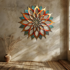 Mandala Sun Metal Wall Art – UV Printed Aluminum Boho Decor Funky Indoor Outdoor