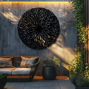 Abstract Tree Of Life Metal Wall Art Modern Circular Wall Decor Black Nature Wall Hanging Boho Artwork