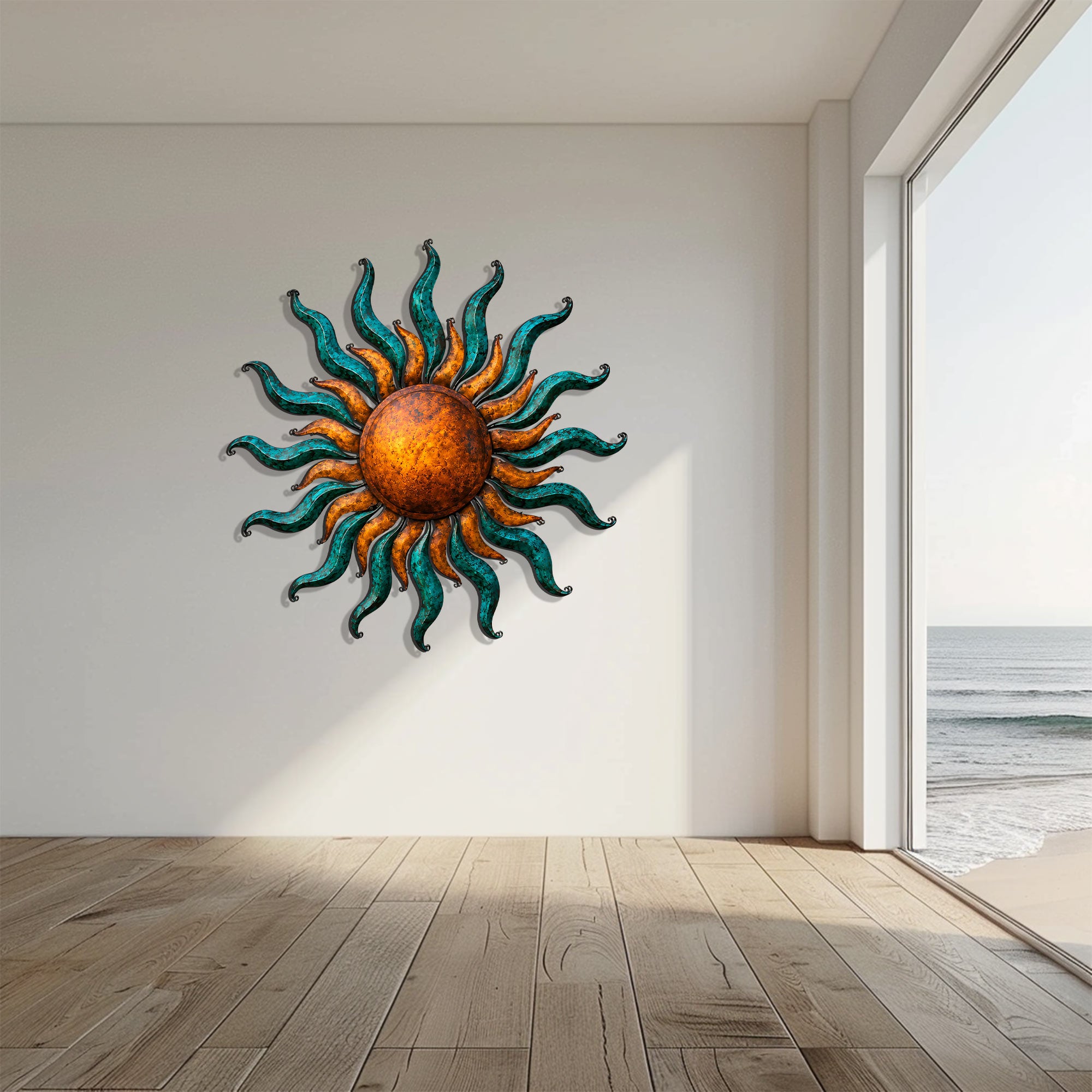Sunburst Metal Wall Art – UV Printed Decor Rustic Indoor Outdoor
