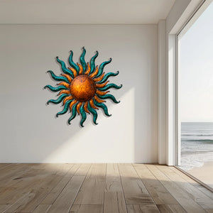 Sunburst Metal Wall Art – UV Printed Decor Rustic Indoor Outdoor