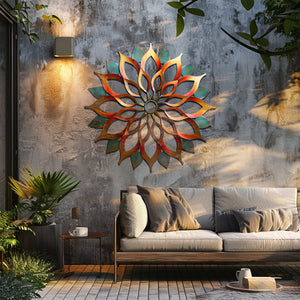 Mandala Sun Metal Wall Art – UV Printed Aluminum Boho Decor Funky Indoor Outdoor