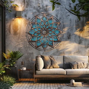 Mandala Sun Metal Wall Art – UV Printed Aluminum Boho Decor Funky Indoor Outdoor V1