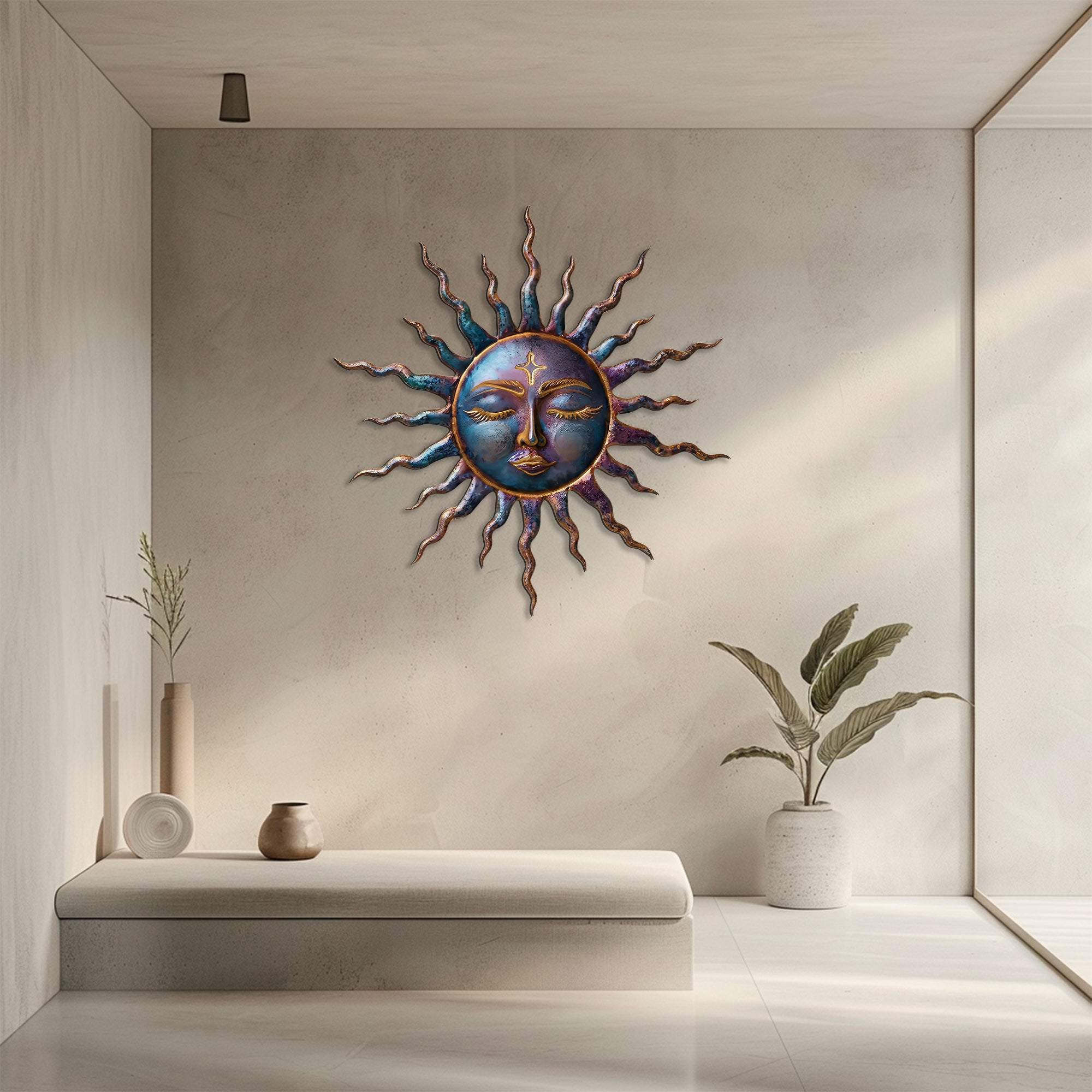 Sunrise Aurora Sunburst Metal Wall Art – UV Printed Decor Coastal Indoor Outdoor
