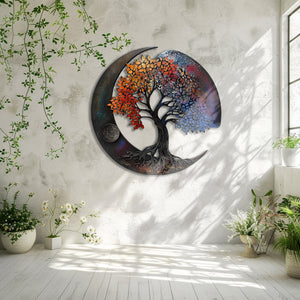 Moon Tree of Life Metal Wall Art – UV Printed Aluminum Decor Boho Indoor Outdoor