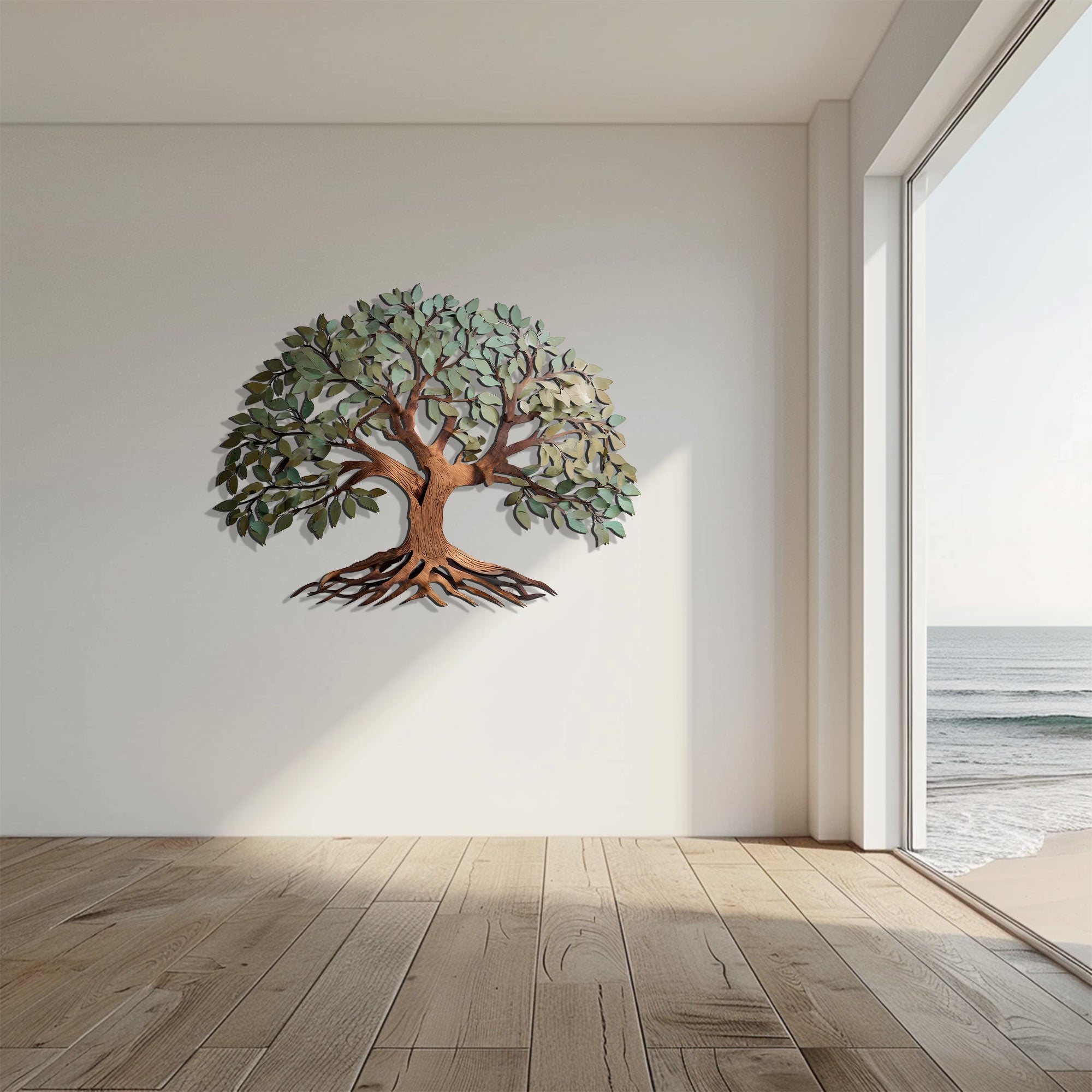 Green Tree of Life Metal Wall Art – UV Printed Aluminum Decor Nature Indoor Outdoor