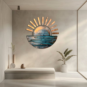 Sunset Ocean Metal Wall Art – UV Printed Aluminum Coastal Decor for Indoor &amp; Outdoor