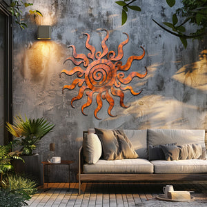 Wacky Sun Metal Wall Art – UV Printed Aluminum Boho Decor Funky Indoor Outdoor