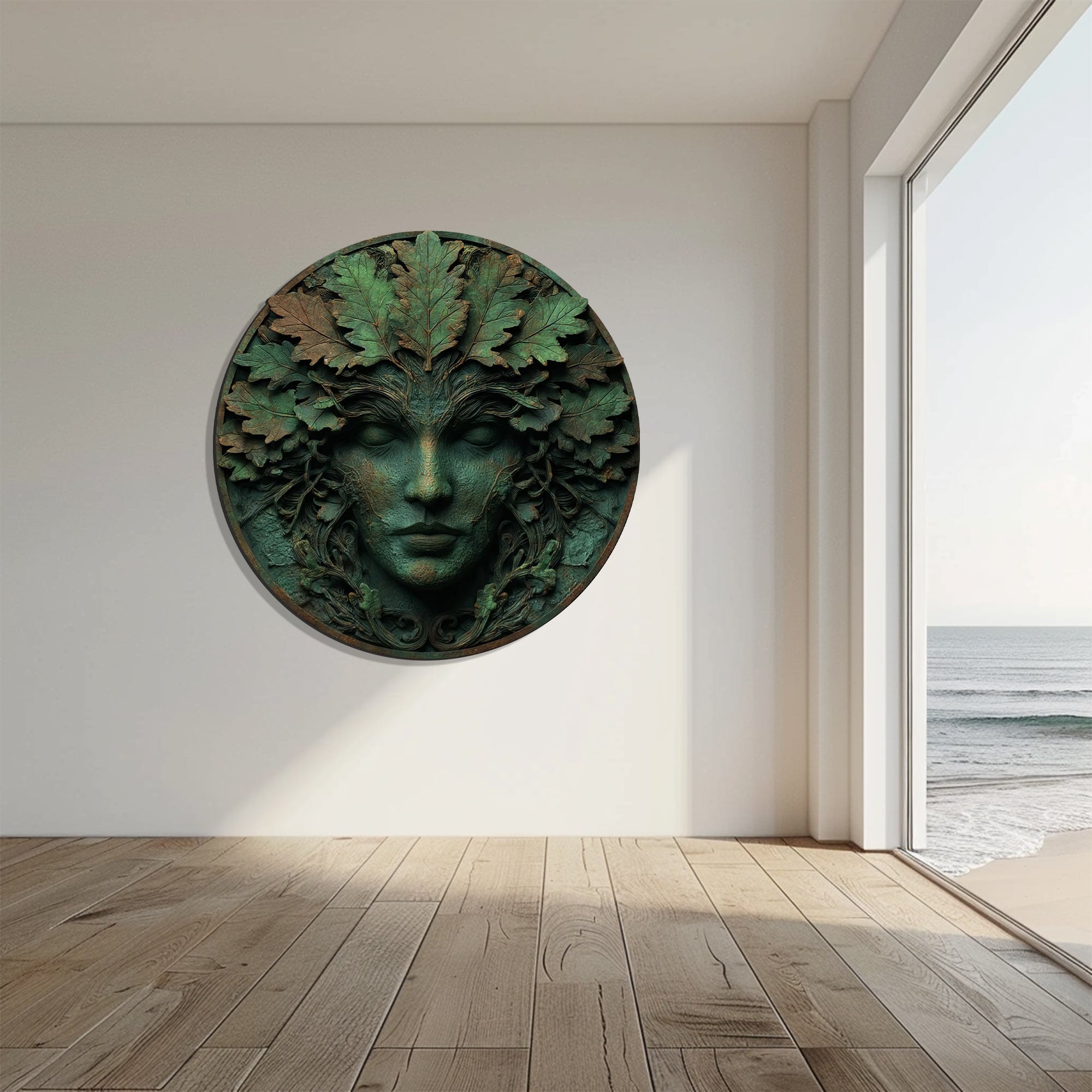 Green Woman Metal Wall Art – UV Printed Goddess Nature Decor Indoor Outdoor