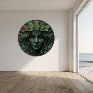Green Woman Metal Wall Art – UV Printed Goddess Nature Decor Indoor Outdoor