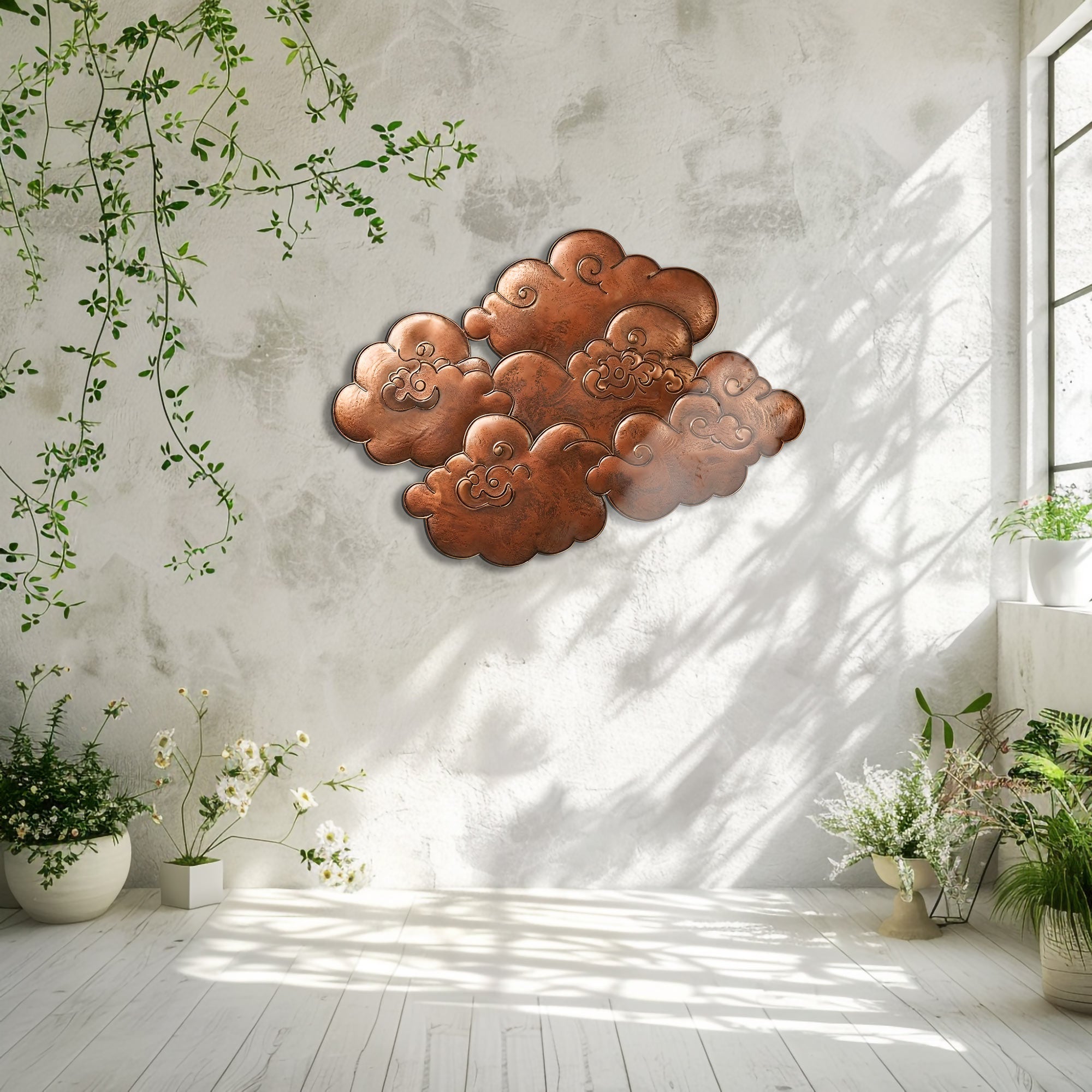 Copper Cloud Zen Design Metal Wall Art Asian Home Decor Gift