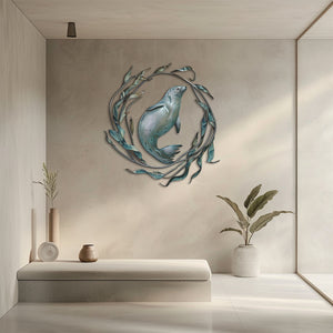 Blue Seal Metal Wall Art – UV Printed Aluminum Coastal Decor Ocean Indoor Outdoor