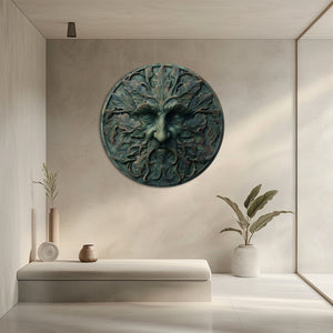 Green Man Metal Wall Art – UV Printed Aluminum Forest Spirit Decor Indoor Outdoor