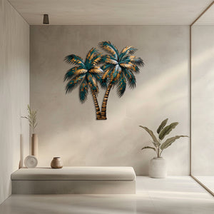 Palm Tree Metal Wall Art Sunset Beach Decor – Coastal Island Wall Hanging Rustic Summer Wall Art Home Decor